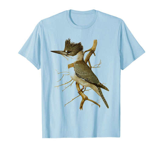 Kingfisher Birding for Birders Bird Lovers Kingfisher Bird T-Shirt - Kids, Unisex, Nature Lovers, Vacation Wear - White - Small - Short Sleeve - T-Shirt