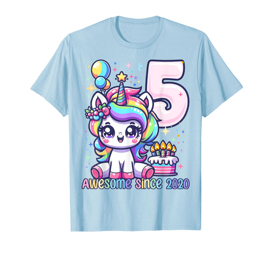 Unicorn 5th Birthday 5 Year Old Unicorn Party Girls Outfit T-Shirt