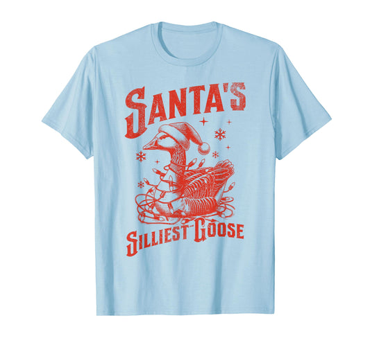 Vintage Santas Silliest Goose Christmas Santa Goose Animal T-Shirt