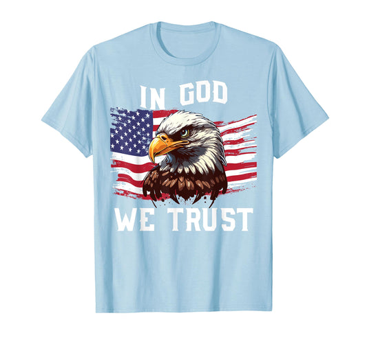 Men In God We Trust 4th July American Flag Eagle Boy Toddler T-Shirt