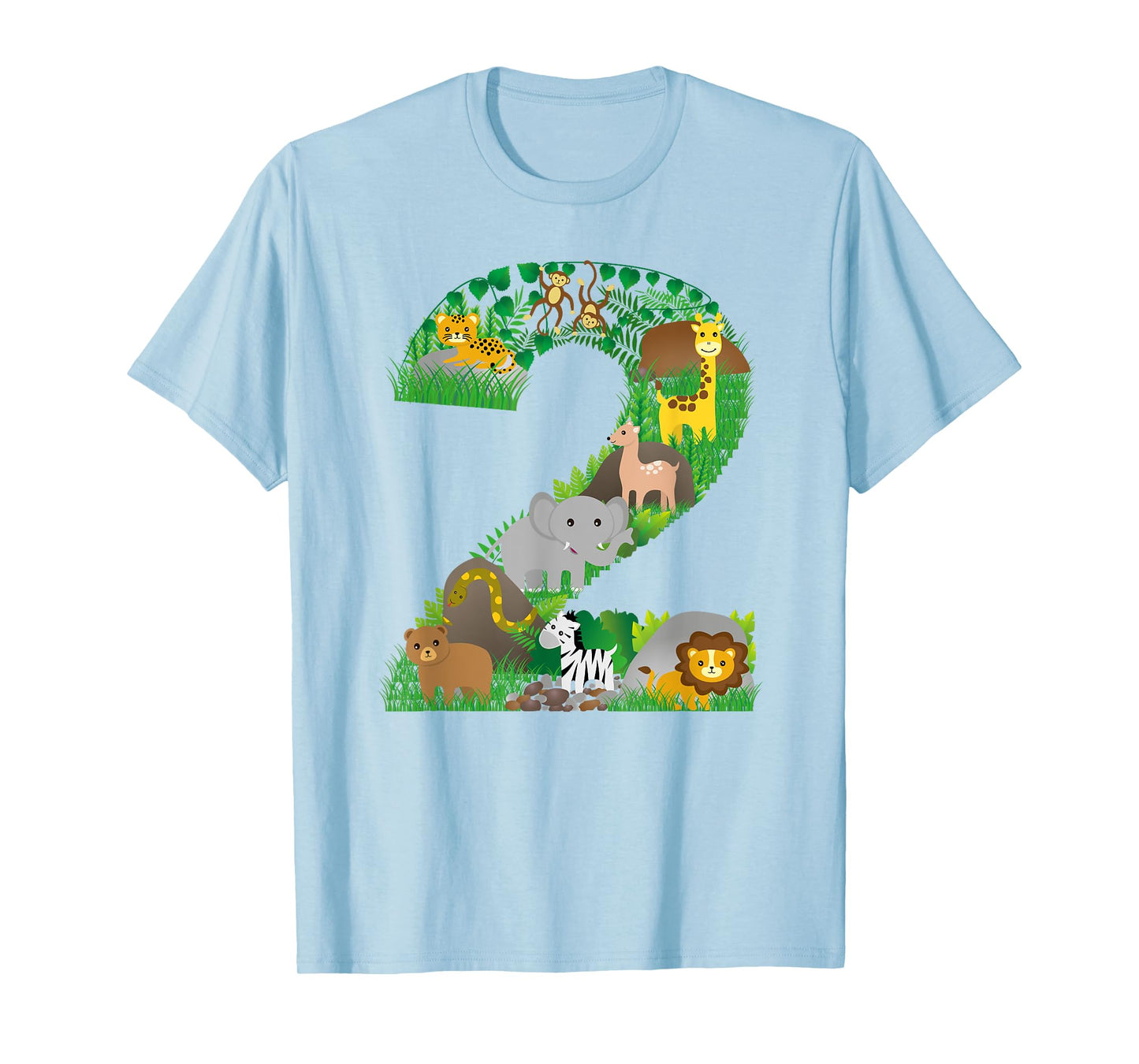 Safari Jungle Zoo animals Second Birthday number 2 T-shirt T-Shirt