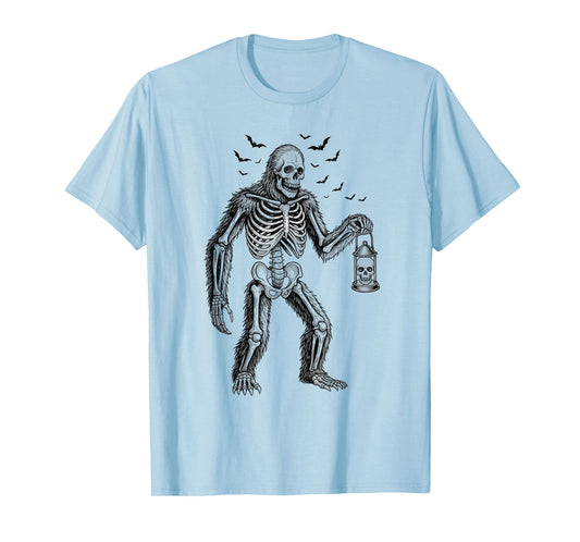 Funny Bigfoot Sasquatch Skeleton Halloween Men Women Kids T-Shirt