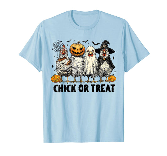 Funny Chick Or Treat Halloween Witch Spooky Chicken T-Shirt