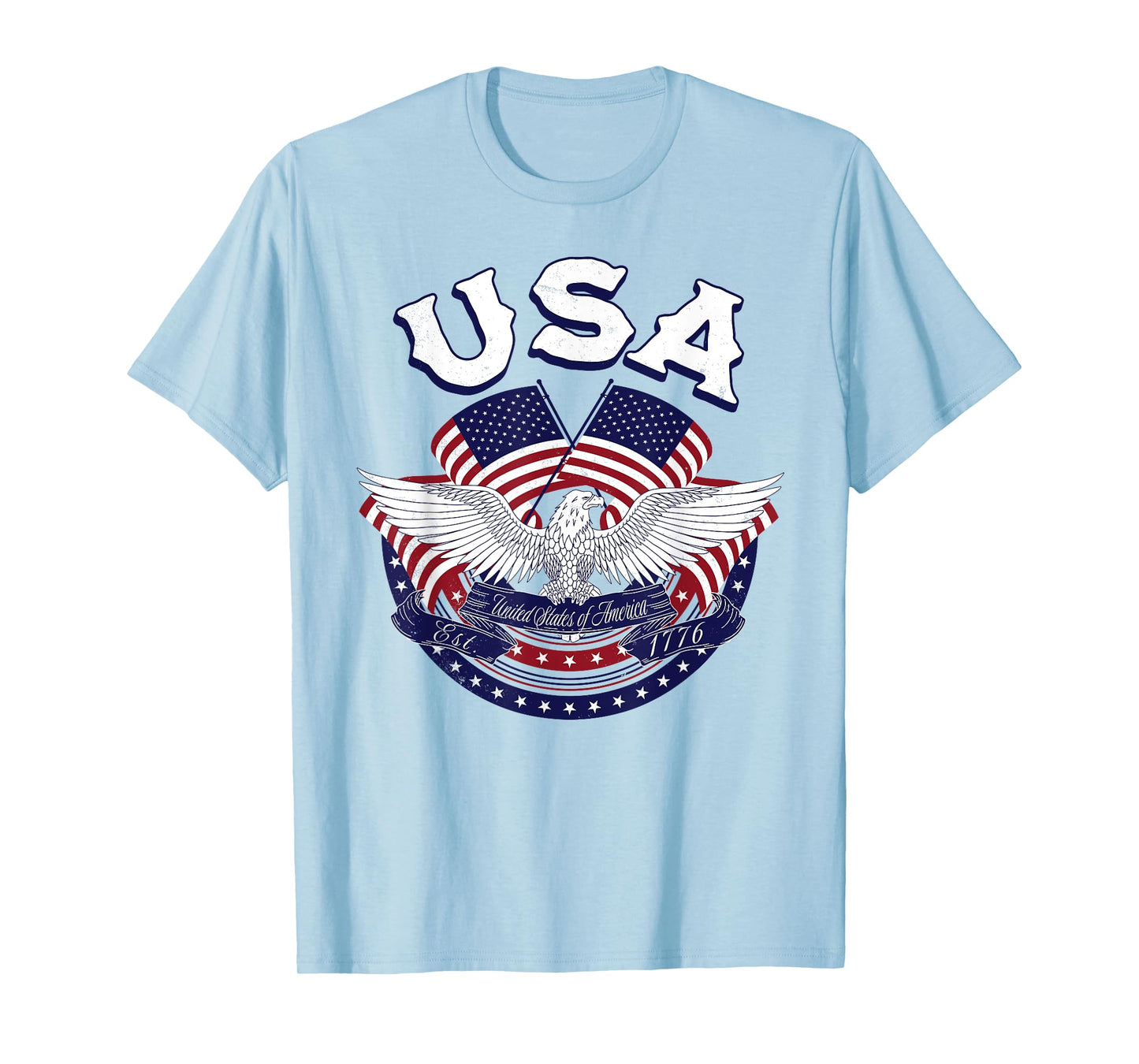 USA American Bald Eagle USA Flag July 4th red white and blue T-Shirt for Women Kids Men