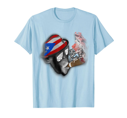 Brooklyn t shirt puerto rico flag cigar smoking Monkey