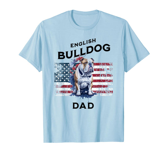 Patriotic English Bulldog Dad Print T-Shirt