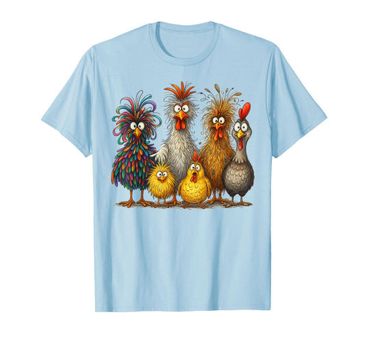 Eagerlys Colorful Funny Chicken Art, Crazy Chicken Family T-Shirt