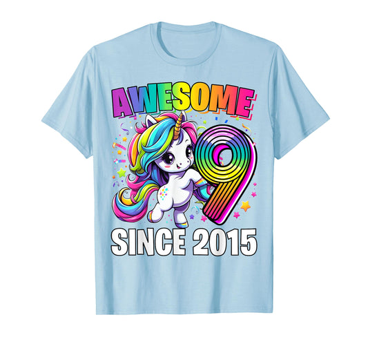 Unicorn 9th Birthday 9 Year Old Unicorn Party Girls Outfit T-Shirt