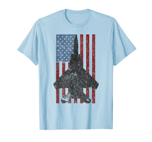 F-15 Eagle Jet Fighter Vintage Color American Flag T-Shirt T-Shirt