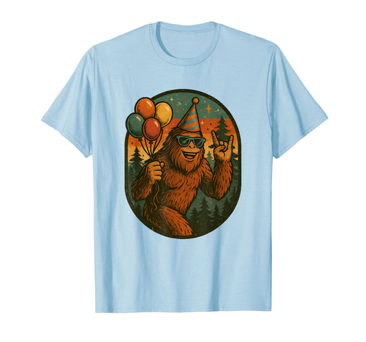 Bigfoot Party Vibes Birthday Balloons Forest Fun T-Shirt
