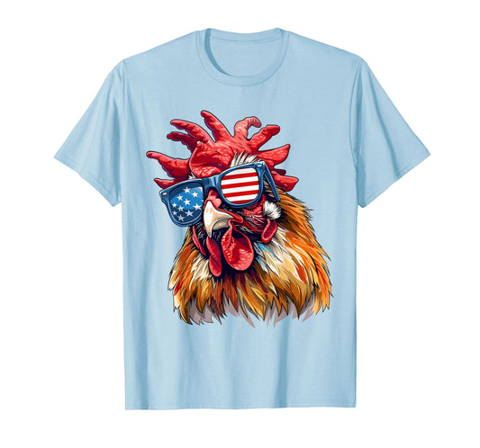 Chicken USA Flag Funny Chicken Lovers Mom Dad 4th of July Women Kids Men T-Shirt
