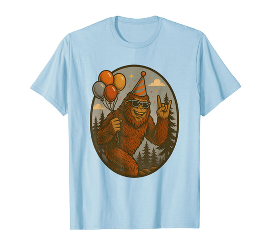 Bigfoot Party Vibes Birthday Balloons Forest Fun T-Shirt