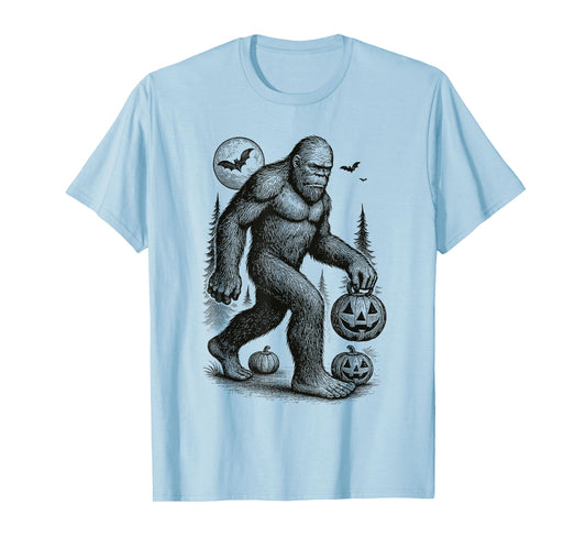 Halloween Bigfoot Sasquatch in The Forest Jack-O-Lantern Men T-Shirt