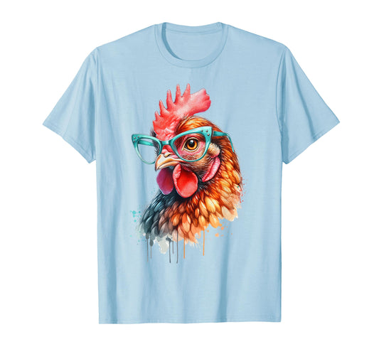 Chicken Funny Eyeglasses Cute Graphic Women Chicken Lover T-Shirt