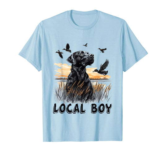 Local Boy Black Lab Hunting Dog Vintage Sunset T-Shirt