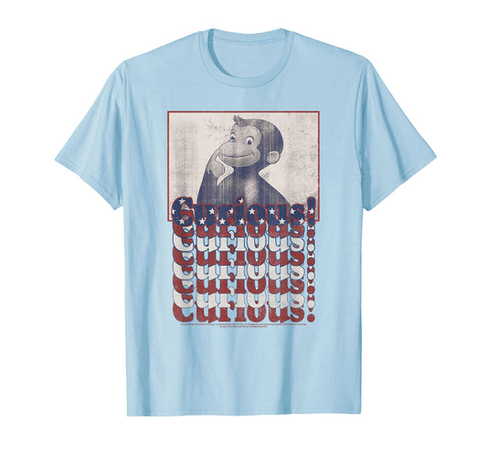 Curious George 4th Of July American Flag Text Stack T-Shirt
