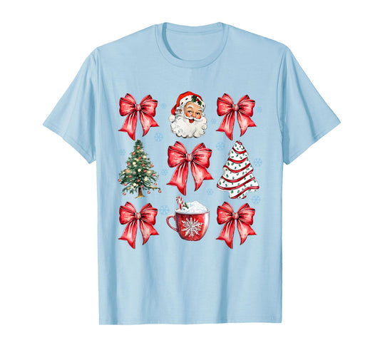 Red Coquette Christmas Vintage Santa Xmas Tree Cake Party T-Shirt