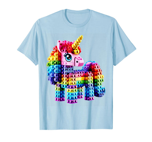 Colorful Unicorn Master Builder Funny Building Blocks Bricks T-Shirt