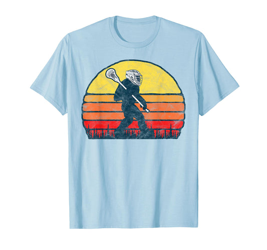 Funny Sasquatch Lax Bigfoot Lacrosse Vintage 80s Sunset T-Shirt