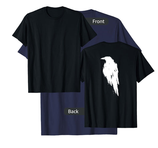 Retro Vintage White Raven Crow DESIGN ON BACK T-Shirt
