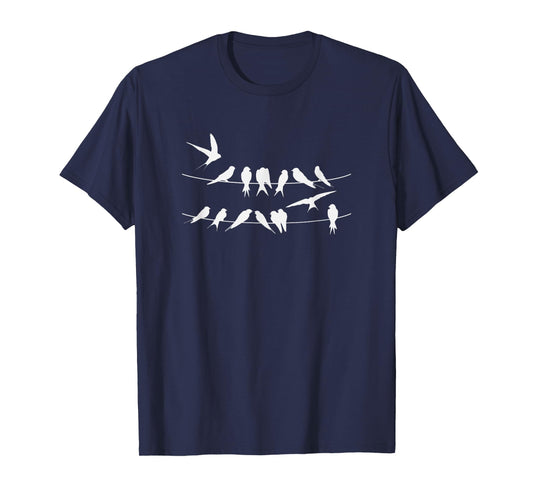 !RALUPOP BIRDS ON A WIRE T-Shirt - Black - Men's Small - Short Sleeve - Crew Neck - Classic Fit - Cotton 100% - Bird Pattern - Modern - Casual - Exercise and Fitness - All Seasons