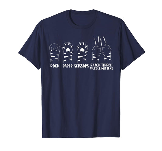 Cat Paw Rock Paper Scissors Razor Tipped Murder Mittens T-Shirt