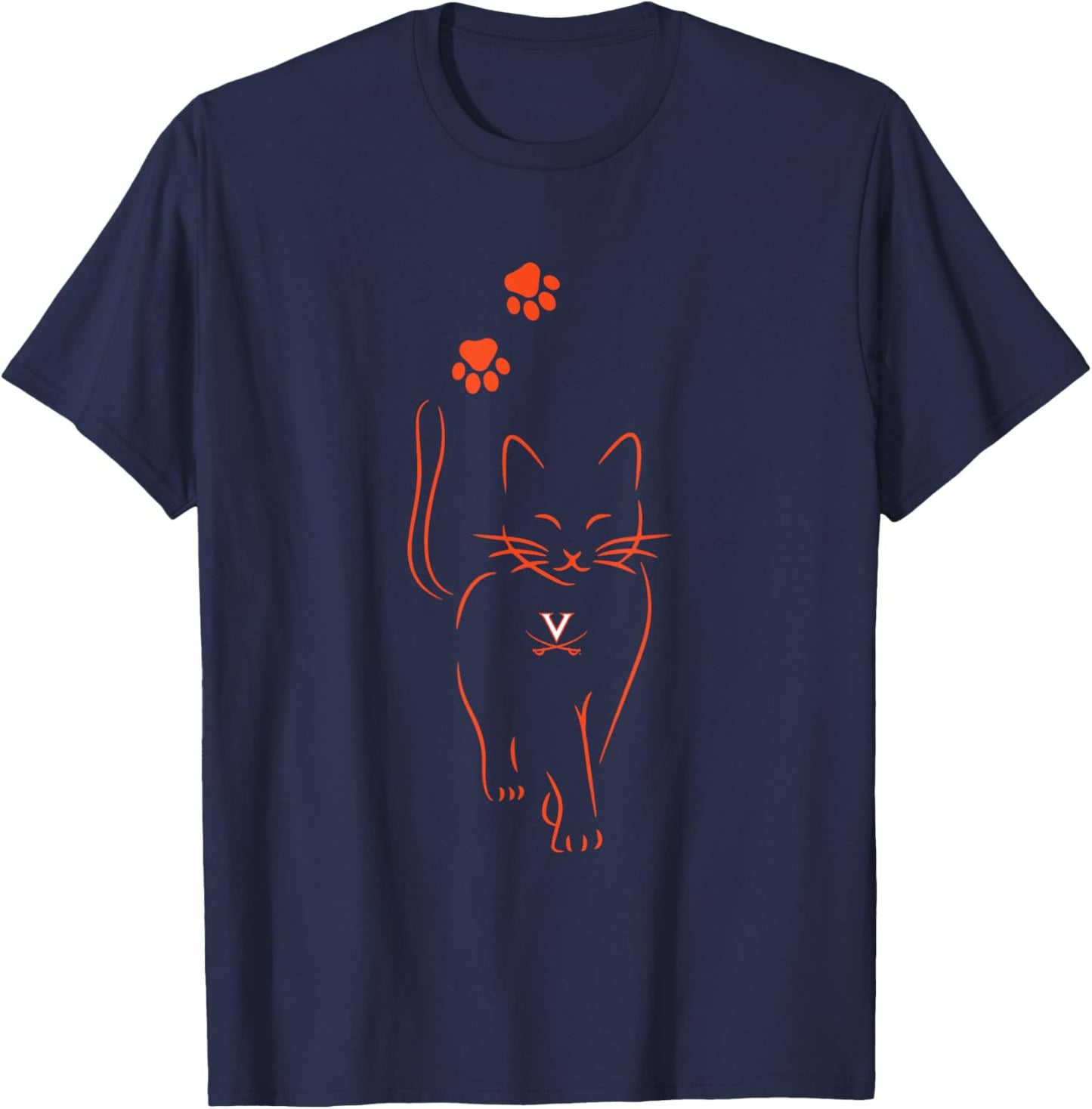 Unisex-Adults/Unisex-Kids Blue Cat Outline Paw Team T-Shirt
