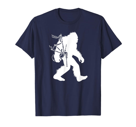 Bigfoot Bagpipes Irish Cryptid Scottish Sasquatch Bagpiper T-Shirt
