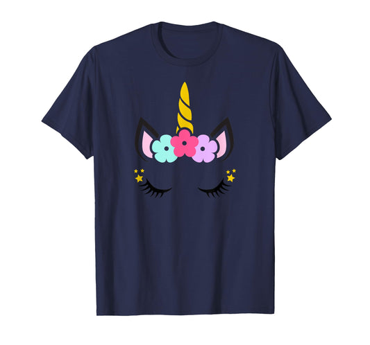 Unicorn Face Birthday T-Shirt