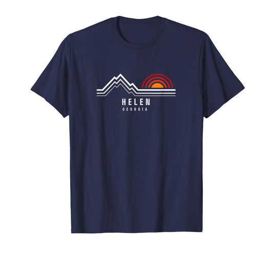Helen Ga mountains Women's Mountain Sunset Graphic T-Shirt, Black, Small, Short Sleeve, Crew Neck, Classic Fit, Unisex