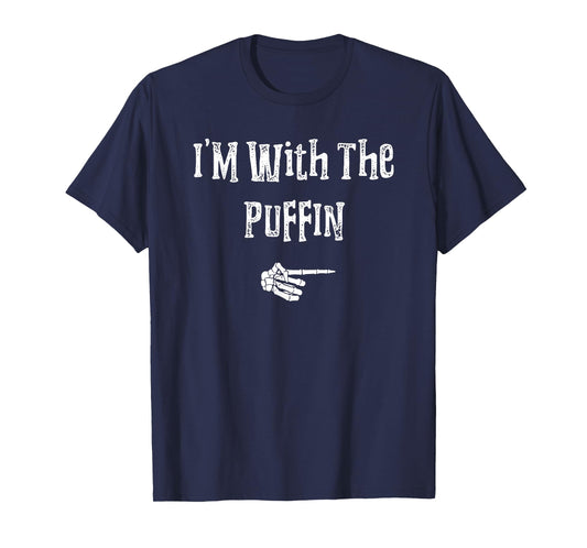 I'm With Puffin Bird Halloween Costume Funny Couple Matching T-Shirt