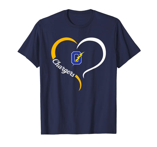 Oxford Chargers Logo Half Heart Slogan HS T-Shirt