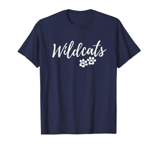 Wildcats - Fancy Script with Heart Paws T-Shirt