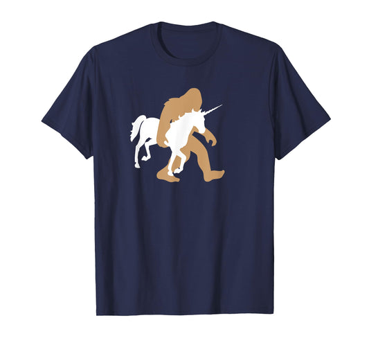 Bigfoot Carrying Unicorn Funny Cute Sasquatch Gift T-Shirt