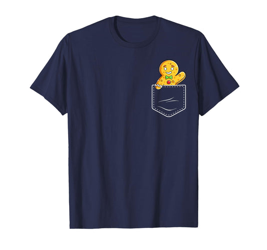 Gingerbread Man In Pocket Funny Christmas Cookie Boys Girls T-Shirt