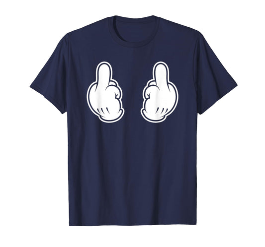 Cartoon Two Middle Fingers Flipping Off Double Bird Funny T-Shirt