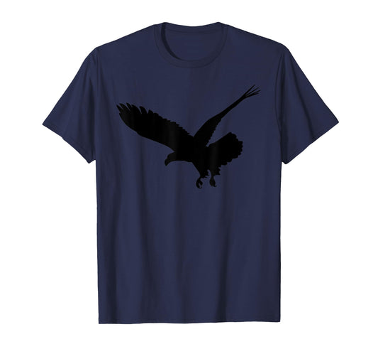 American Eagle Shirts Apparel Unisex Adult Grey Small Classic Fit Short Sleeve T-Shirt with Unique Graphic Art of Black Flying Eagle Bird Silhouette