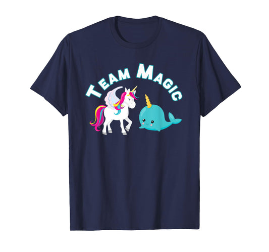 Cute Unicorn Shirt Rainbow Team Magic Narwal Whale T-Shirt