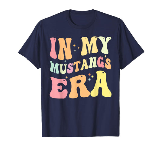 In My Mustangs Era Back to School Spirit Game Retro Groovy T-Shirt