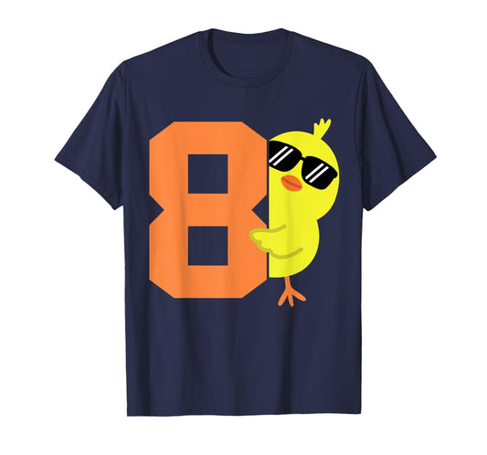 Kids 8th Birthday Chicken Themed Cute 8 Year Old Boys Chick T-Shirt