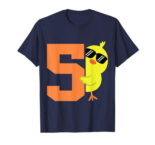 Kids 5th Birthday Chicken Themed Cute 5 Year Old Boys Chick T-Shirt