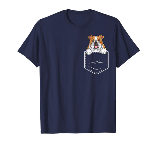 Funny English Bulldog In The Pocket Cute Bulldog Lover Men Women Girls Kids T-Shirt