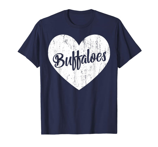 Buffaloes School Sports Fan Team Spirit Mascot Heart Gift T-Shirt