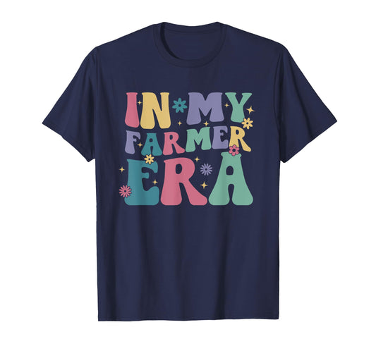 Groovy Retro Colorful Floral In My Farmer Era Farming Lover T-Shirt