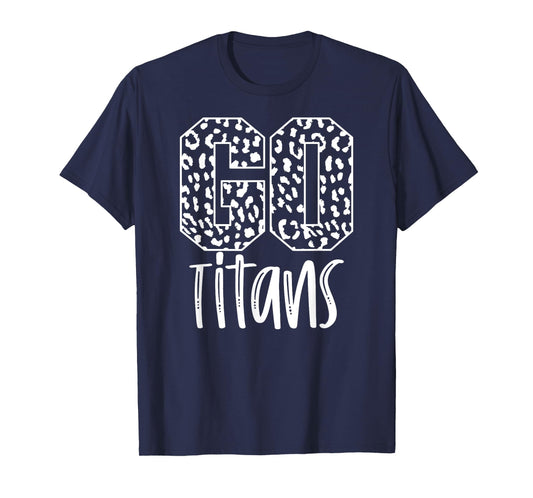 Titans Team Mascot School Spirit Game Night Leopard Print T-Shirt