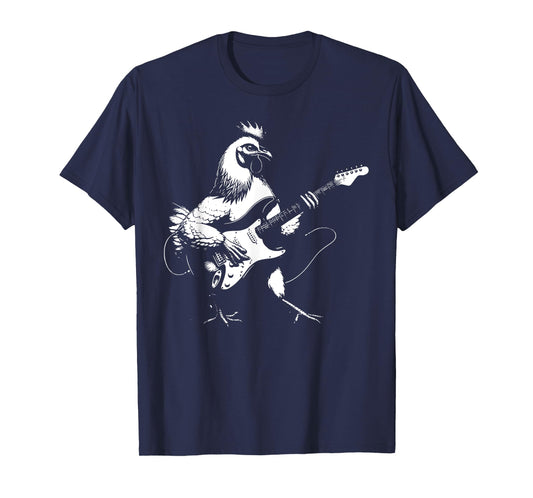 Chicken Playing Bass Guitar Shirt Men Animal Playing Guitar T-Shirt