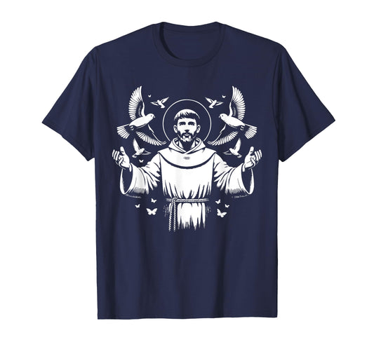 St Francis of Assisi Patron Saint of Animals Birds Catholic T-Shirt