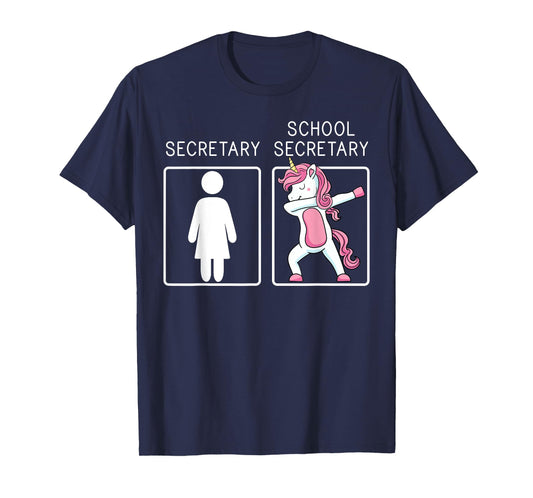 School Secretary Unicorn Dabbing Administrative Assistants T-Shirt