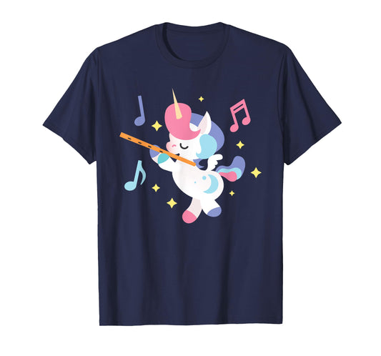 Flute Unicorn - Flute Player Flutist Marching Band Music T-Shirt
