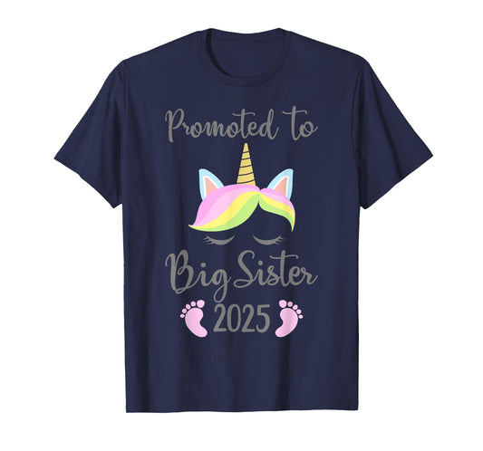 Promoted to big sister 2025 with unicorn for new baby shower T-Shirt